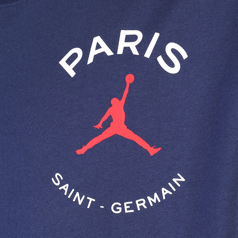 мужская синяя футболка Jordan Paris Saint-Germain Logo T-Shirt DB6514-410 - цена, описание, фото 2